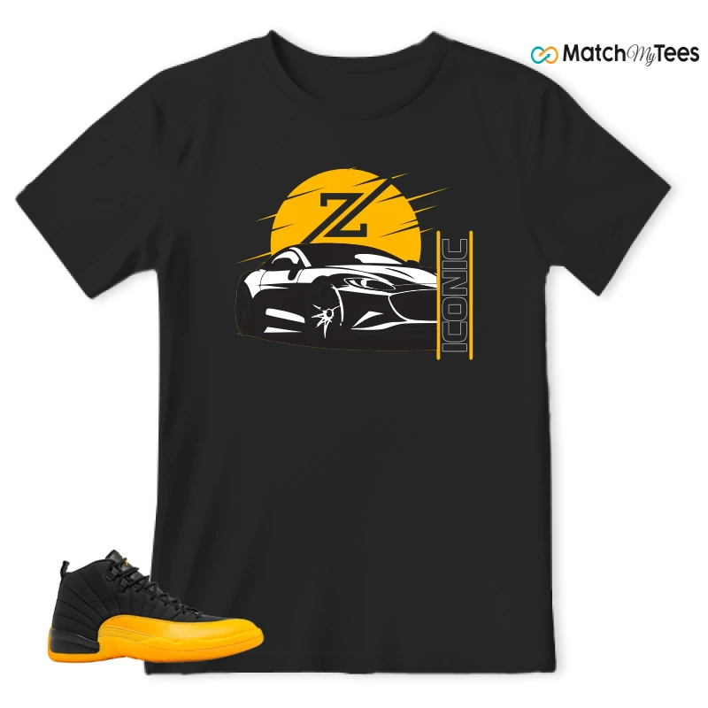NIKE JORDAN 12 RETRO BLACK UNIVERSITY GOLD SNEAKER Matching Tees t-shirt