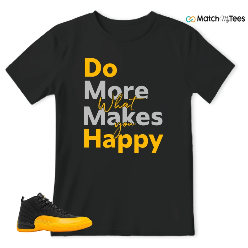 NIKE JORDAN 12 RETRO BLACK UNIVERSITY GOLD SNEAKER Matching Tees t-shirt