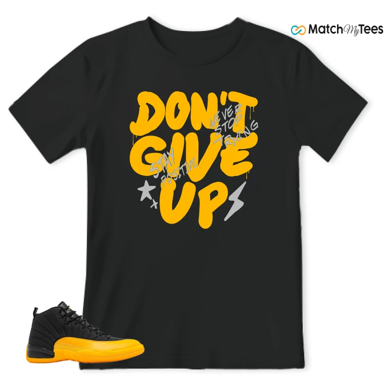 NIKE JORDAN 12 RETRO BLACK UNIVERSITY GOLD SNEAKER Matching Tees t-shirt