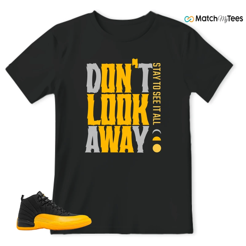 NIKE JORDAN 12 RETRO BLACK UNIVERSITY GOLD SNEAKER Matching Tees t-shirt