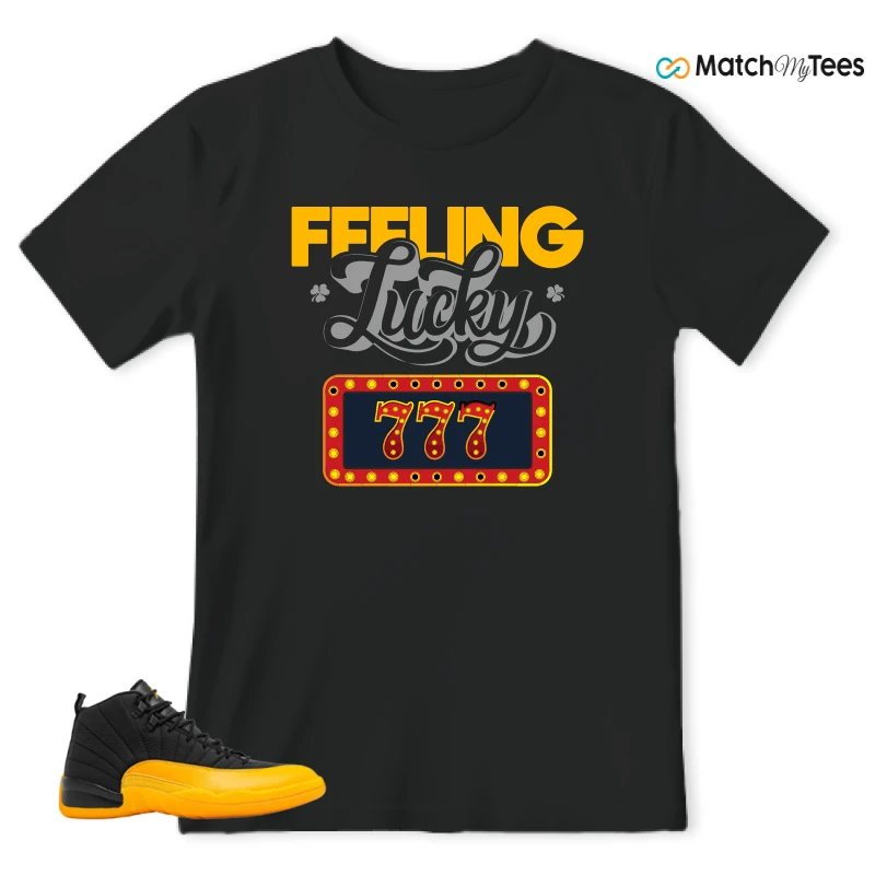 NIKE JORDAN 12 RETRO BLACK UNIVERSITY GOLD SNEAKER Matching Tees t-shirt