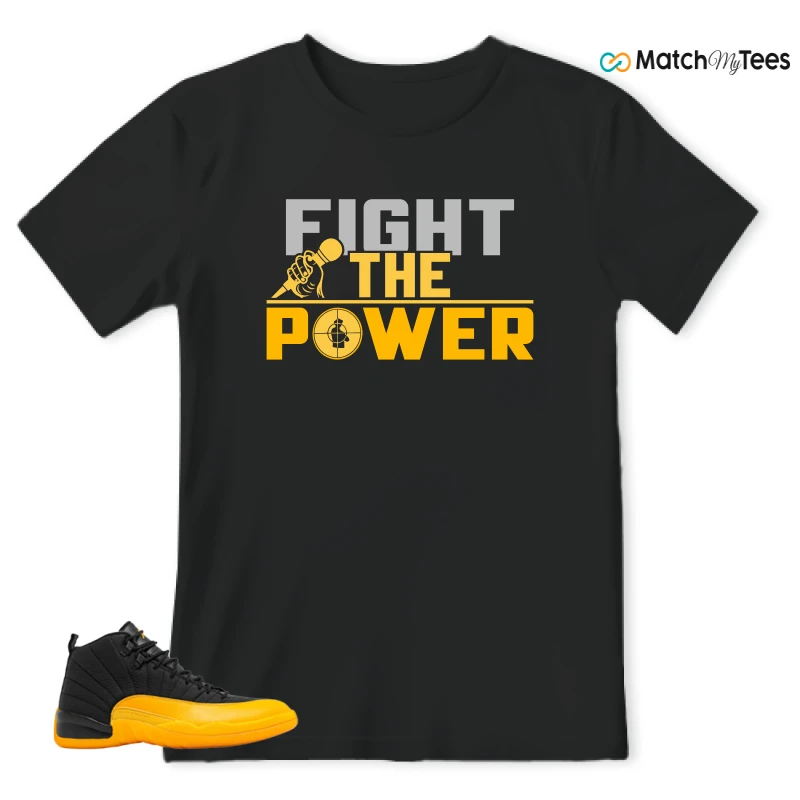 NIKE JORDAN 12 RETRO BLACK UNIVERSITY GOLD SNEAKER Matching Tees t-shirt