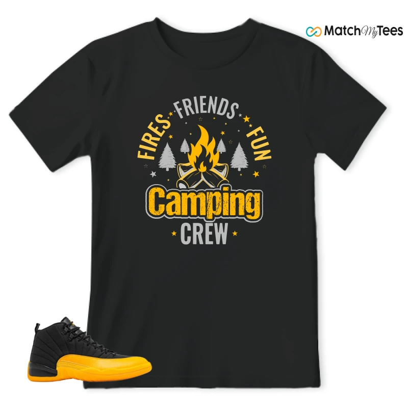 NIKE JORDAN 12 RETRO BLACK UNIVERSITY GOLD SNEAKER Matching Tees t-shirt