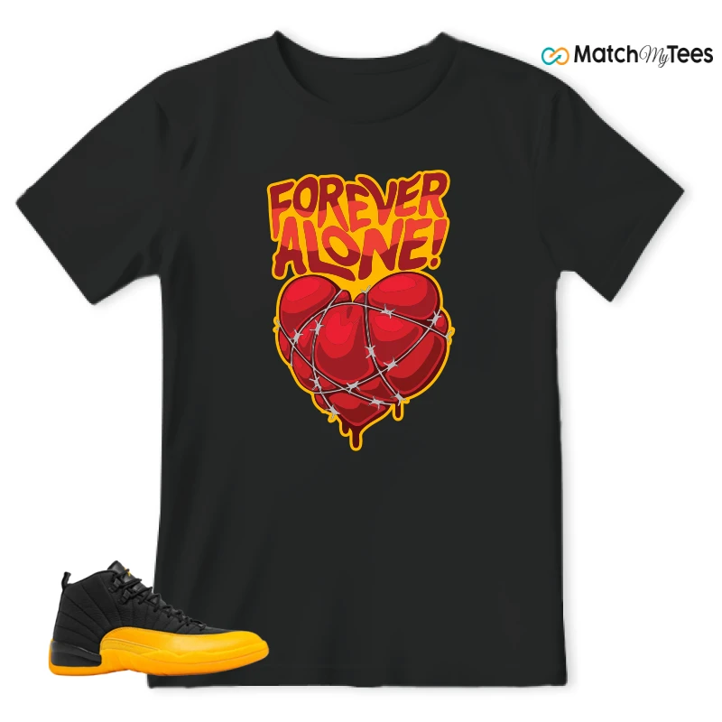 NIKE JORDAN 12 RETRO BLACK UNIVERSITY GOLD SNEAKER Matching Tees t-shirt