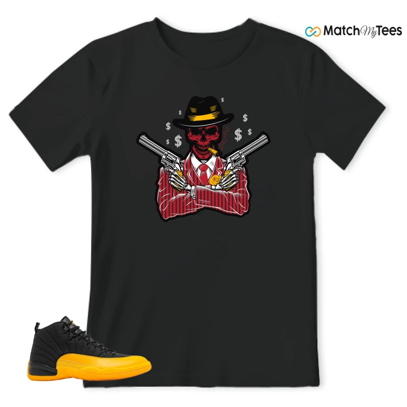 NIKE JORDAN 12 RETRO BLACK UNIVERSITY GOLD SNEAKER Matching Tees t-shirt