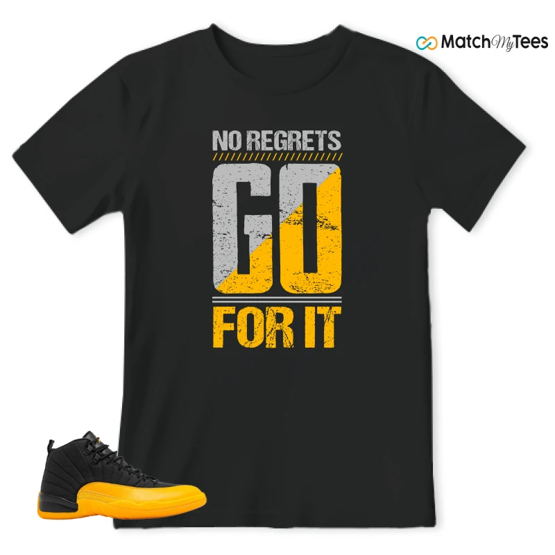 NIKE JORDAN 12 RETRO BLACK UNIVERSITY GOLD SNEAKER Matching Tees t-shirt