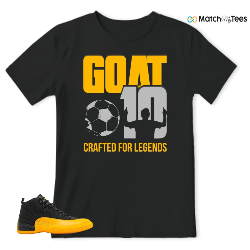 NIKE JORDAN 12 RETRO BLACK UNIVERSITY GOLD SNEAKER Matching Tees t-shirt