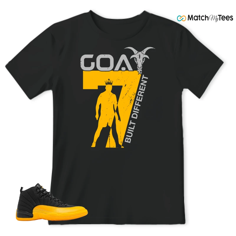 NIKE JORDAN 12 RETRO BLACK UNIVERSITY GOLD SNEAKER Matching Tees t-shirt