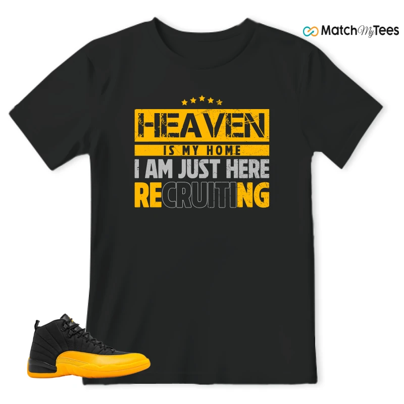 NIKE JORDAN 12 RETRO BLACK UNIVERSITY GOLD SNEAKER Matching Tees t-shirt