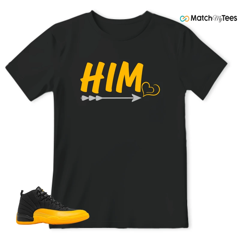 NIKE JORDAN 12 RETRO BLACK UNIVERSITY GOLD SNEAKER Matching Tees t-shirt