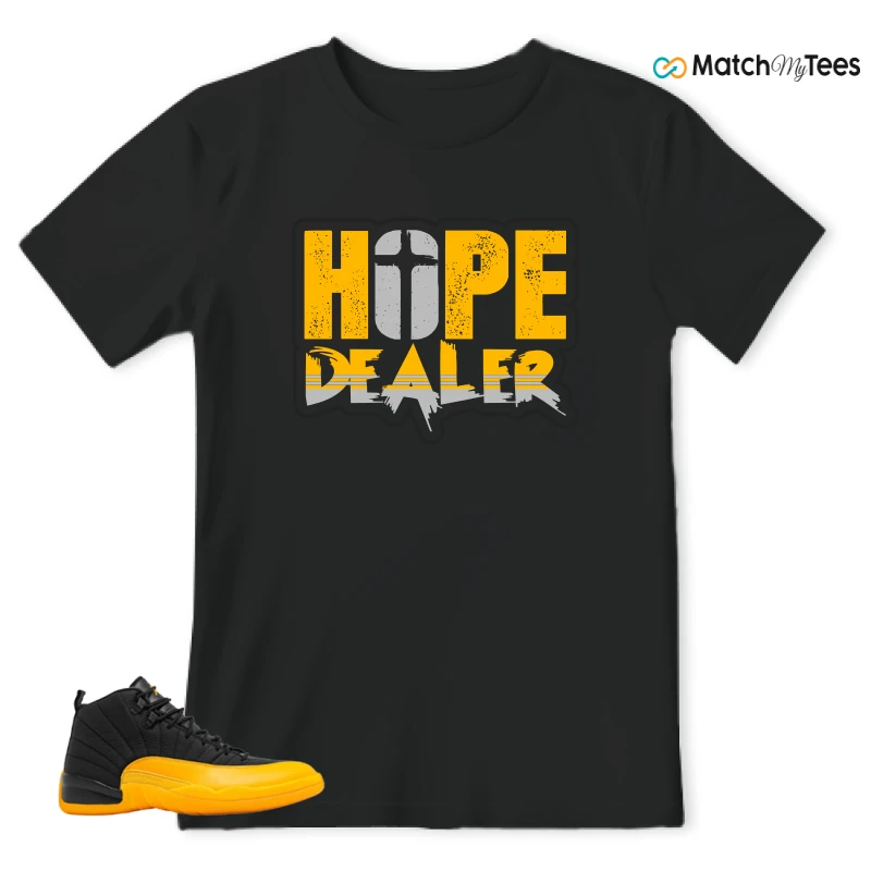 NIKE JORDAN 12 RETRO BLACK UNIVERSITY GOLD SNEAKER Matching Tees t-shirt