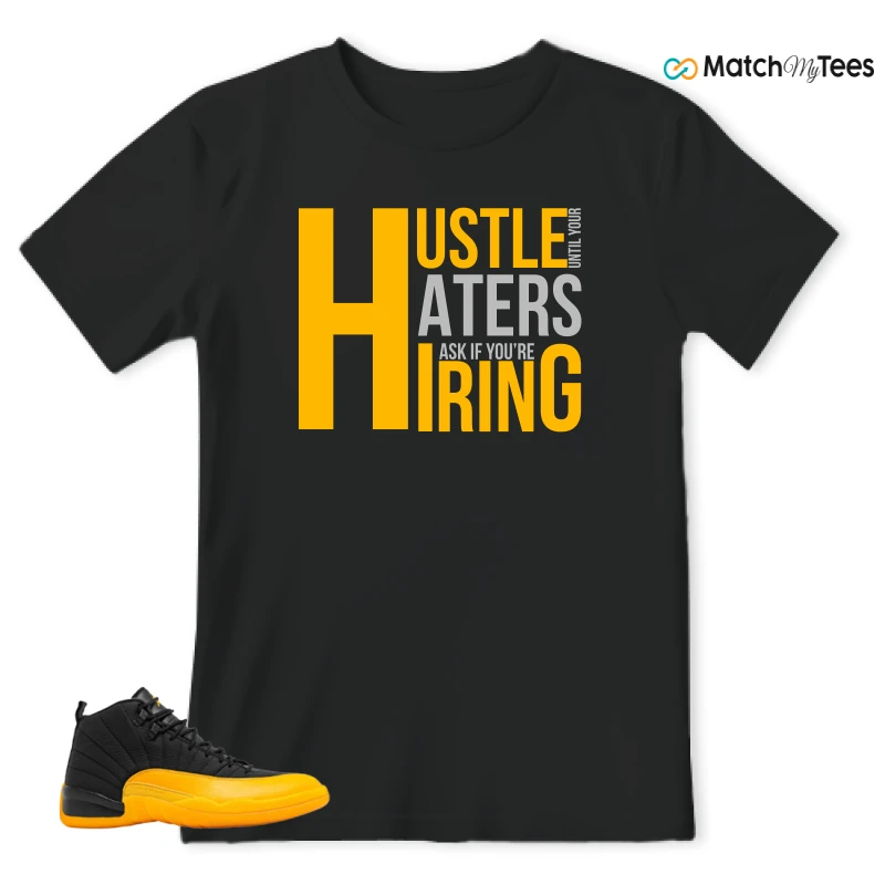 NIKE JORDAN 12 RETRO BLACK UNIVERSITY GOLD SNEAKER Matching Tees t-shirt