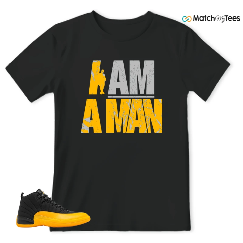 NIKE JORDAN 12 RETRO BLACK UNIVERSITY GOLD SNEAKER Matching Tees t-shirt