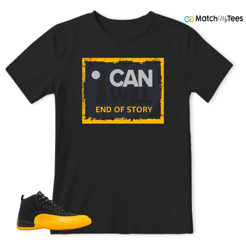 NIKE JORDAN 12 RETRO BLACK UNIVERSITY GOLD SNEAKER Matching Tees t-shirt