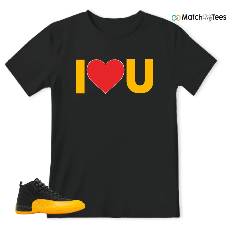 NIKE JORDAN 12 RETRO BLACK UNIVERSITY GOLD SNEAKER Matching Tees t-shirt