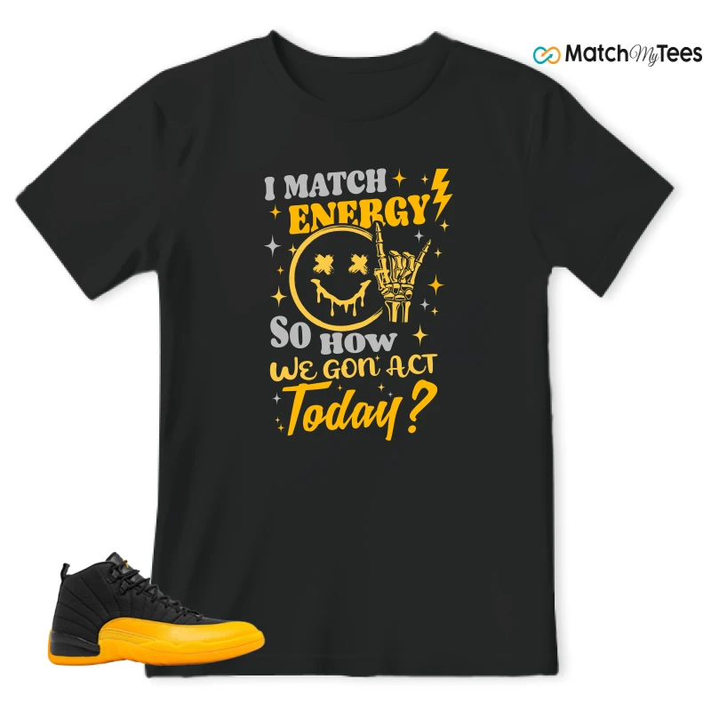 NIKE JORDAN 12 RETRO BLACK UNIVERSITY GOLD SNEAKER Matching Tees t-shirt