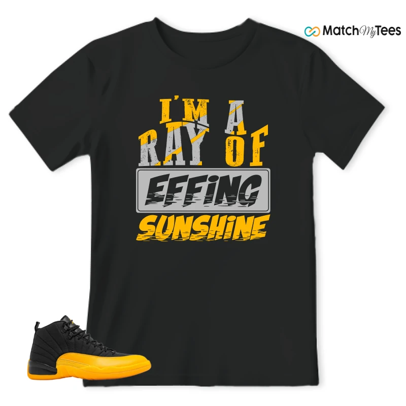 NIKE JORDAN 12 RETRO BLACK UNIVERSITY GOLD SNEAKER Matching Tees t-shirt