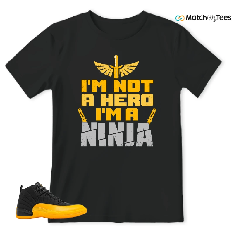 NIKE JORDAN 12 RETRO BLACK UNIVERSITY GOLD SNEAKER Matching Tees t-shirt