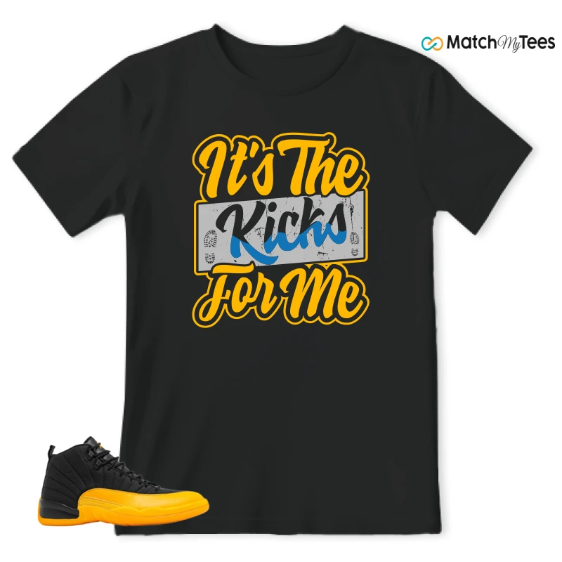NIKE JORDAN 12 RETRO BLACK UNIVERSITY GOLD SNEAKER Matching Tees t-shirt
