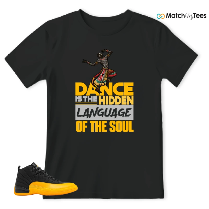 NIKE JORDAN 12 RETRO BLACK UNIVERSITY GOLD SNEAKER Matching Tees t-shirt