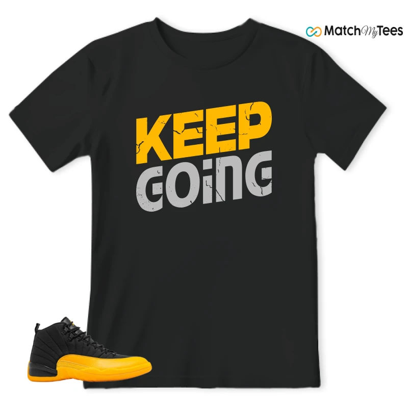 NIKE JORDAN 12 RETRO BLACK UNIVERSITY GOLD SNEAKER Matching Tees t-shirt