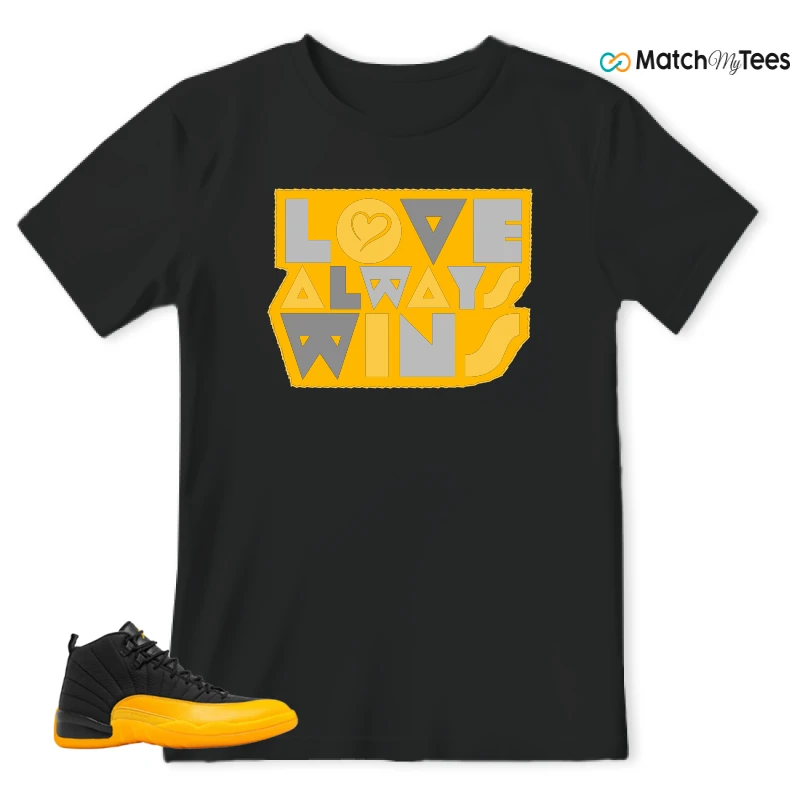 NIKE JORDAN 12 RETRO BLACK UNIVERSITY GOLD SNEAKER Matching Tees t-shirt