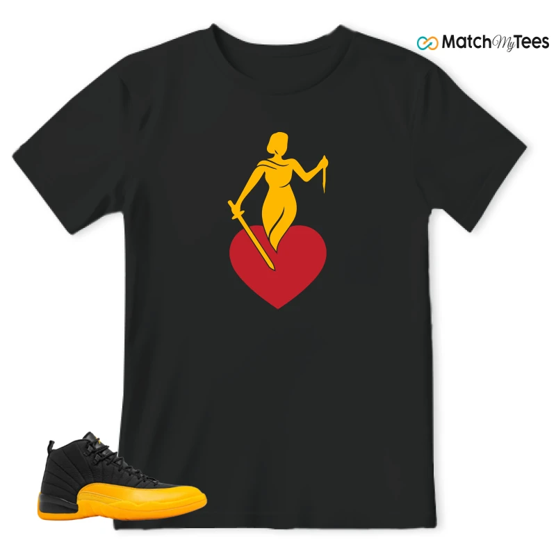 NIKE JORDAN 12 RETRO BLACK UNIVERSITY GOLD SNEAKER Matching Tees t-shirt