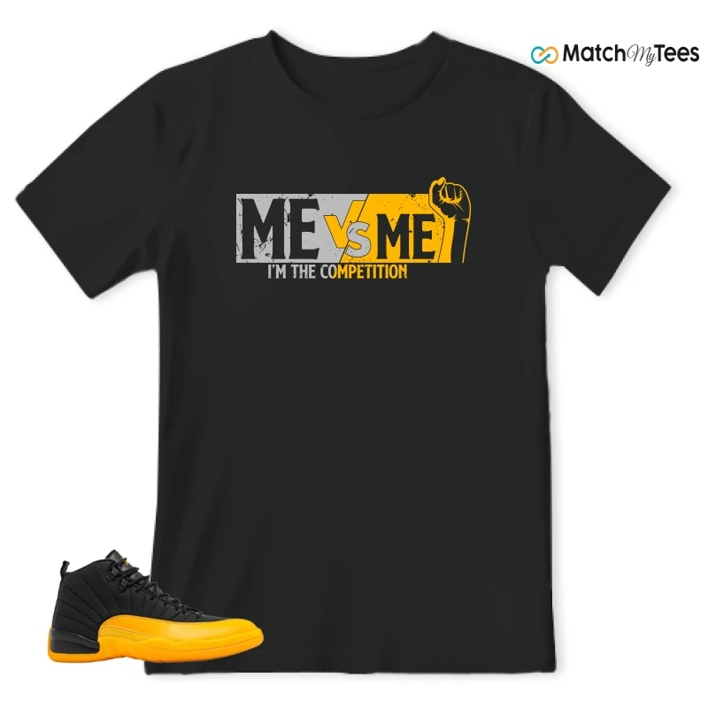 NIKE JORDAN 12 RETRO BLACK UNIVERSITY GOLD SNEAKER Matching Tees t-shirt