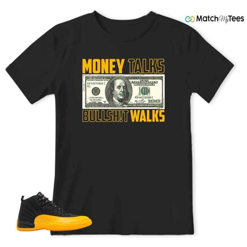 NIKE JORDAN 12 RETRO BLACK UNIVERSITY GOLD SNEAKER Matching Tees t-shirt