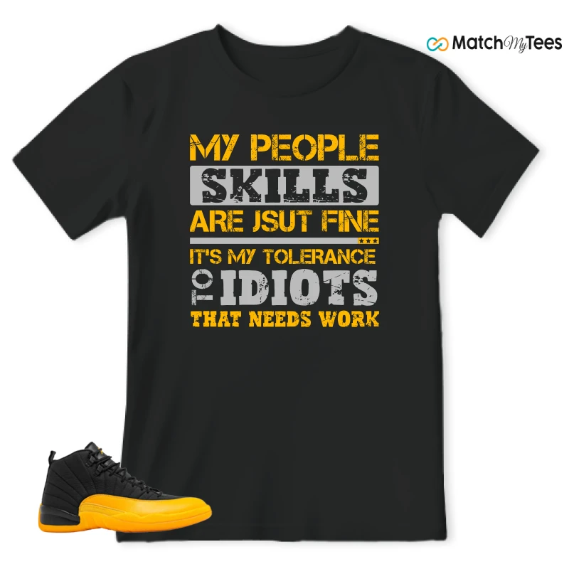 NIKE JORDAN 12 RETRO BLACK UNIVERSITY GOLD SNEAKER Matching Tees t-shirt