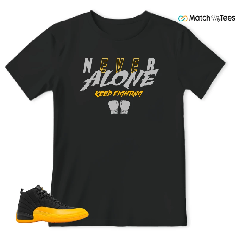 NIKE JORDAN 12 RETRO BLACK UNIVERSITY GOLD SNEAKER Matching Tees t-shirt