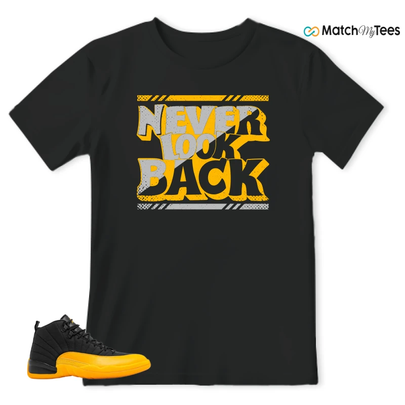 NIKE JORDAN 12 RETRO BLACK UNIVERSITY GOLD SNEAKER Matching Tees t-shirt