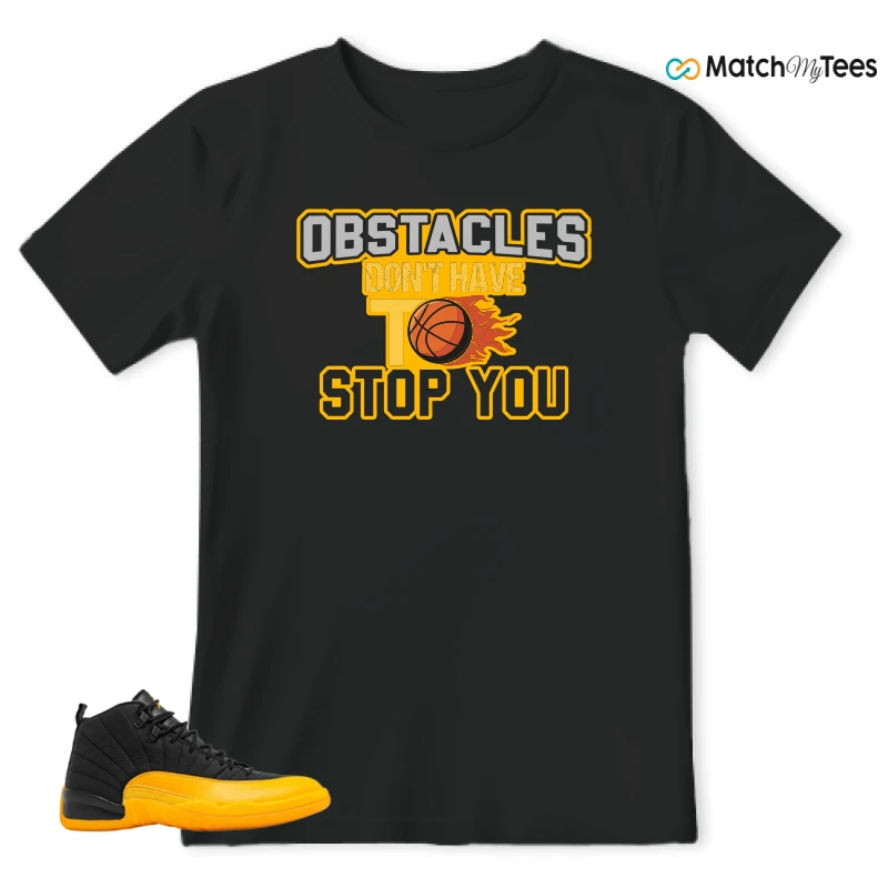 NIKE JORDAN 12 RETRO BLACK UNIVERSITY GOLD SNEAKER Matching Tees t-shirt