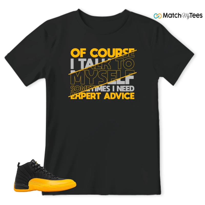 NIKE JORDAN 12 RETRO BLACK UNIVERSITY GOLD SNEAKER Matching Tees t-shirt