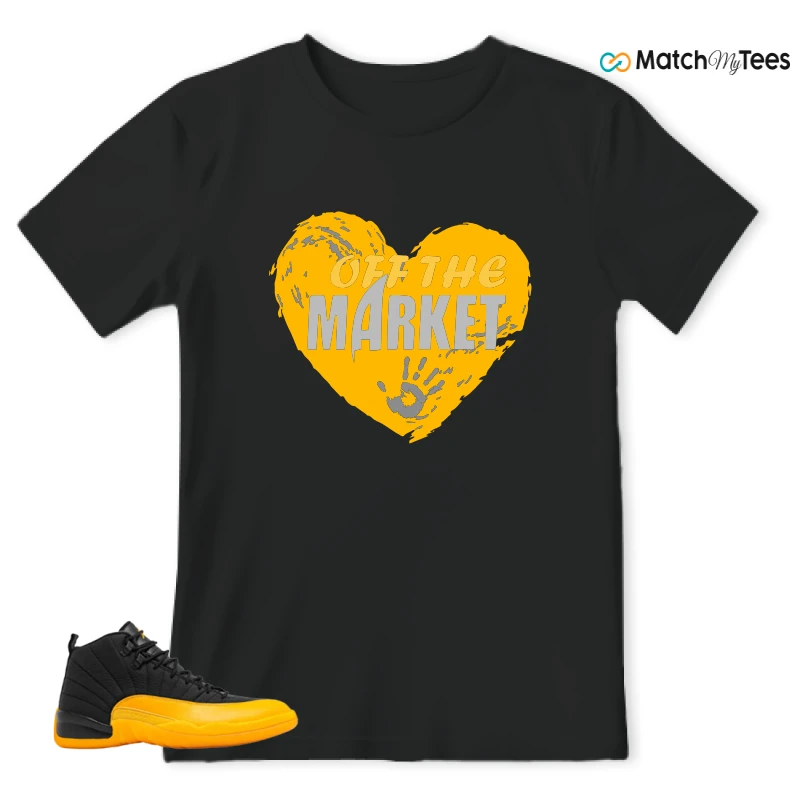 NIKE JORDAN 12 RETRO BLACK UNIVERSITY GOLD SNEAKER Matching Tees t-shirt