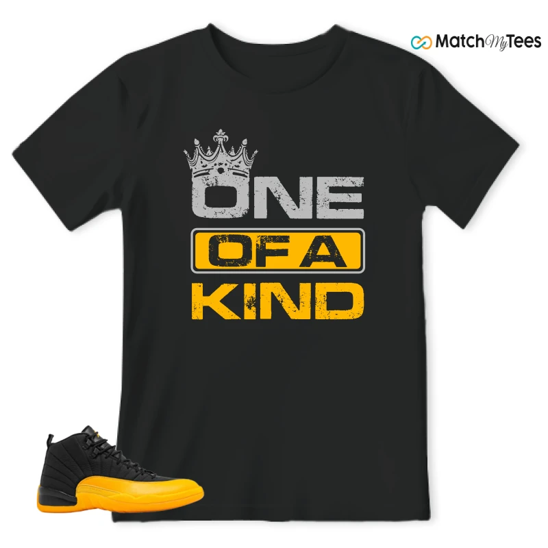 NIKE JORDAN 12 RETRO BLACK UNIVERSITY GOLD SNEAKER Matching Tees t-shirt