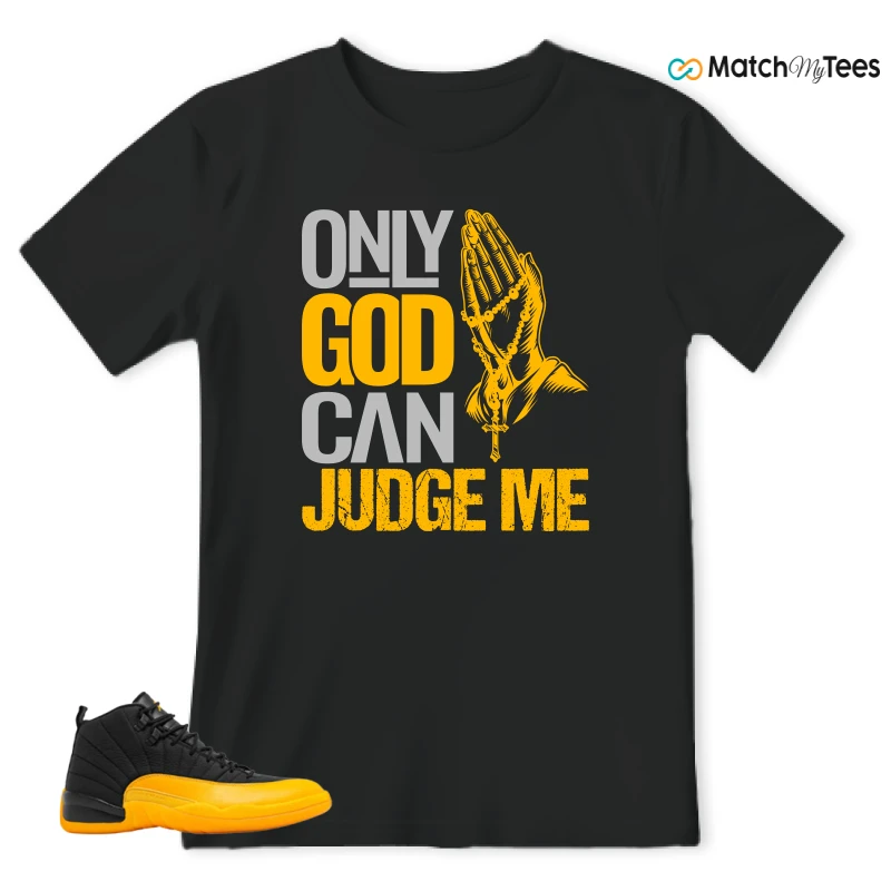 NIKE JORDAN 12 RETRO BLACK UNIVERSITY GOLD SNEAKER Matching Tees t-shirt