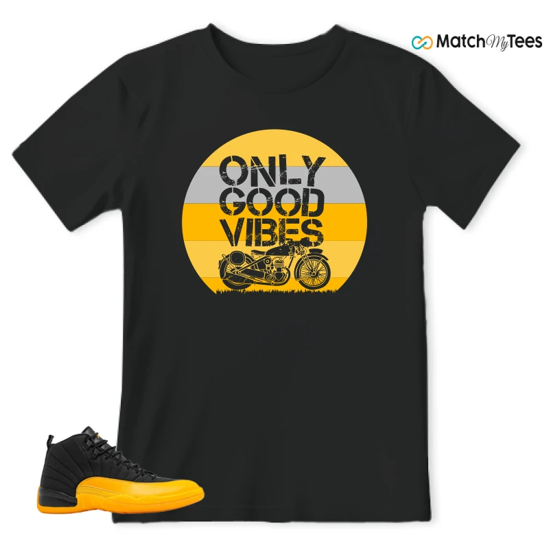NIKE JORDAN 12 RETRO BLACK UNIVERSITY GOLD SNEAKER Matching Tees t-shirt