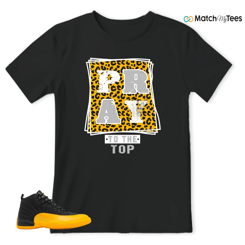 NIKE JORDAN 12 RETRO BLACK UNIVERSITY GOLD SNEAKER Matching Tees t-shirt