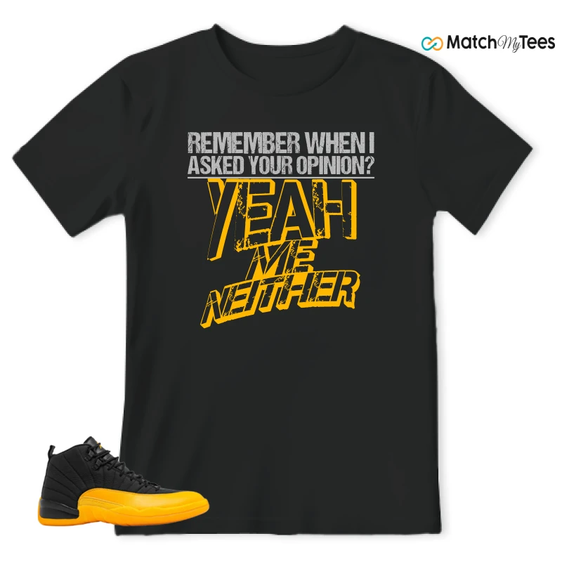 NIKE JORDAN 12 RETRO BLACK UNIVERSITY GOLD SNEAKER Matching Tees t-shirt