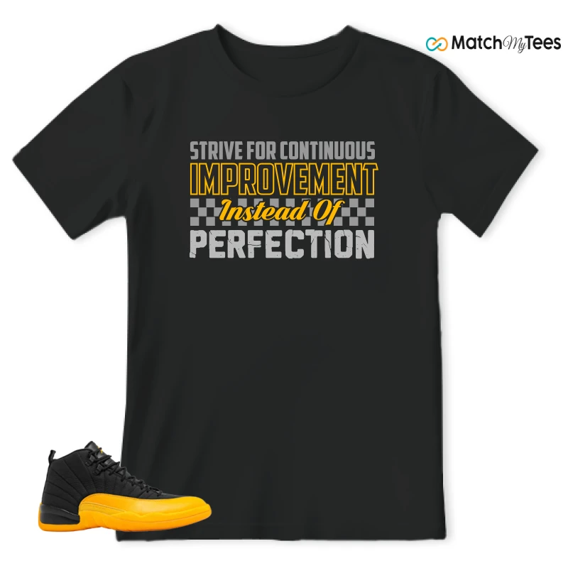 NIKE JORDAN 12 RETRO BLACK UNIVERSITY GOLD SNEAKER Matching Tees t-shirt