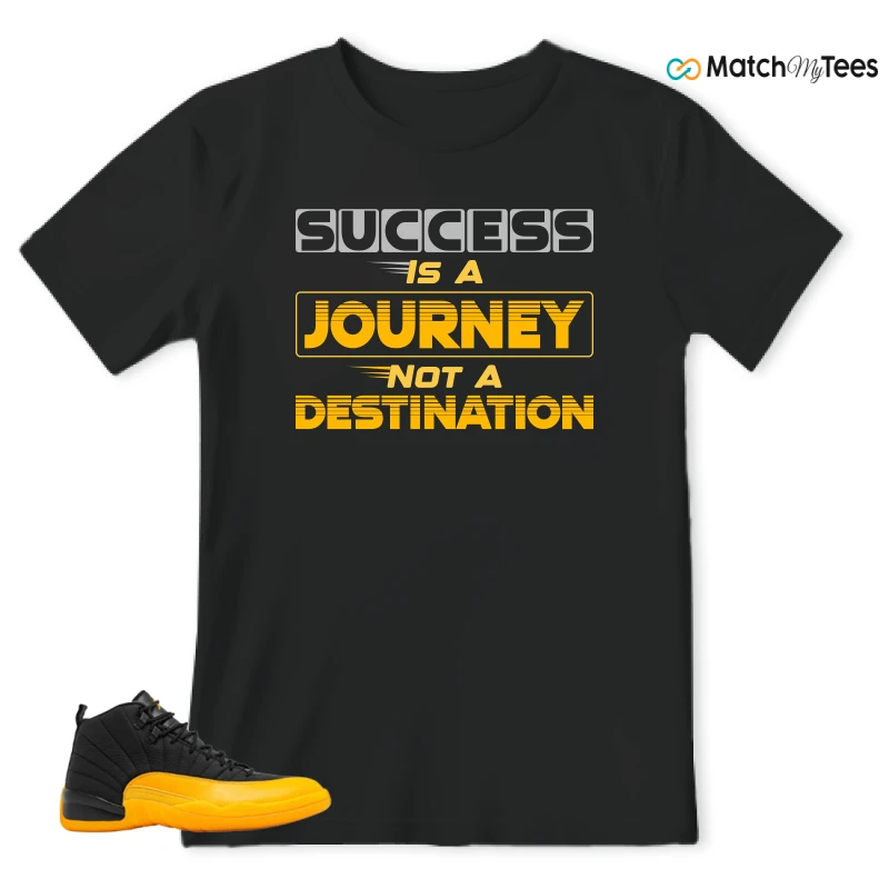 NIKE JORDAN 12 RETRO BLACK UNIVERSITY GOLD SNEAKER Matching Tees t-shirt
