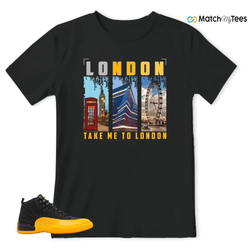 NIKE JORDAN 12 RETRO BLACK UNIVERSITY GOLD SNEAKER Matching Tees t-shirt