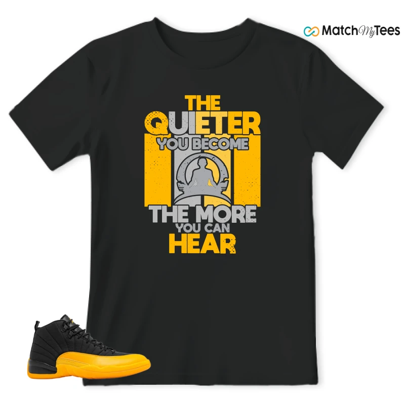 NIKE JORDAN 12 RETRO BLACK UNIVERSITY GOLD SNEAKER Matching Tees t-shirt