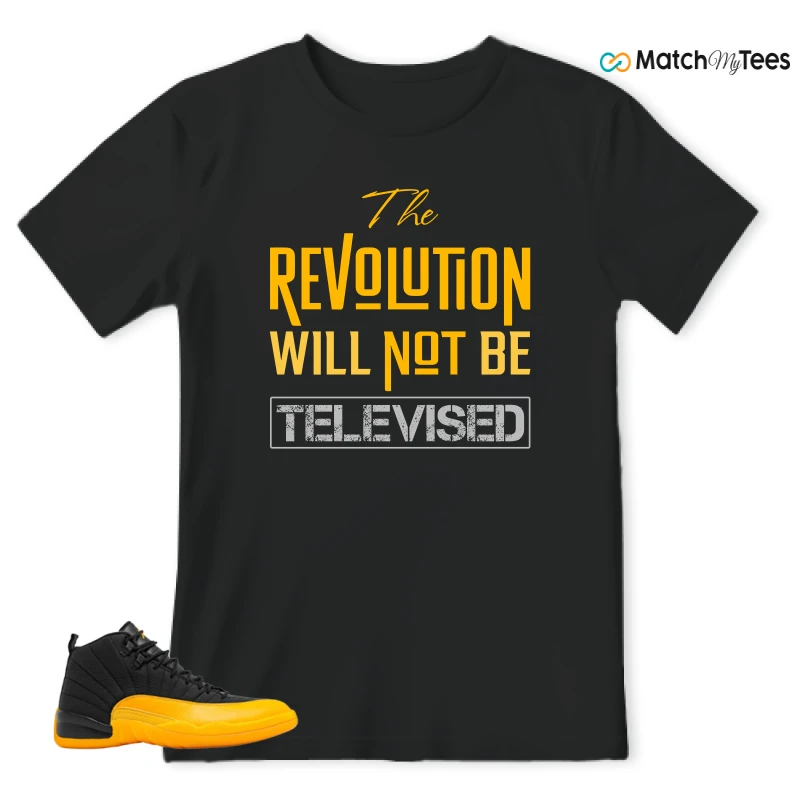 NIKE JORDAN 12 RETRO BLACK UNIVERSITY GOLD SNEAKER Matching Tees t-shirt