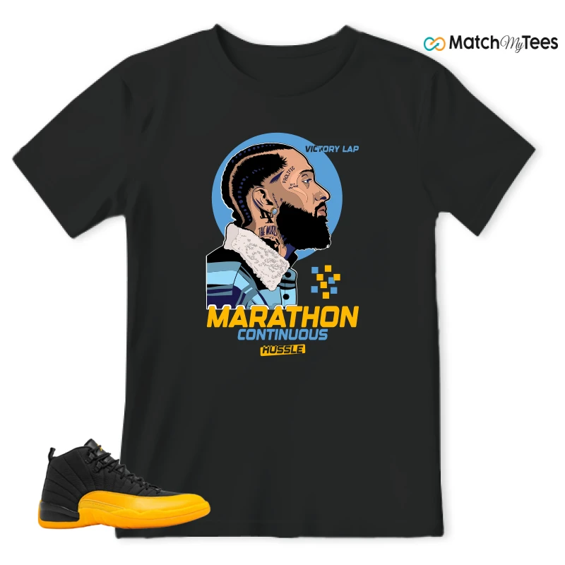 NIKE JORDAN 12 RETRO BLACK UNIVERSITY GOLD SNEAKER Matching Tees t-shirt