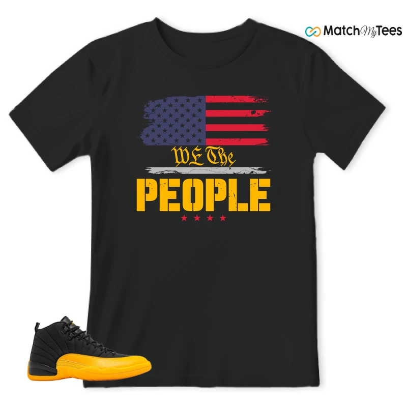 NIKE JORDAN 12 RETRO BLACK UNIVERSITY GOLD SNEAKER Matching Tees t-shirt