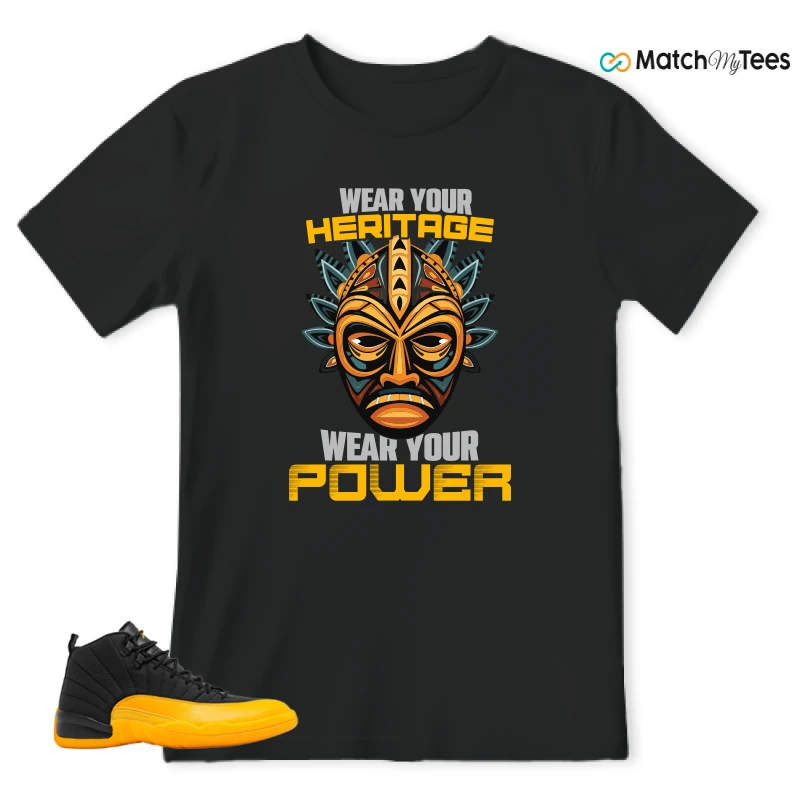 NIKE JORDAN 12 RETRO BLACK UNIVERSITY GOLD SNEAKER Matching Tees t-shirt