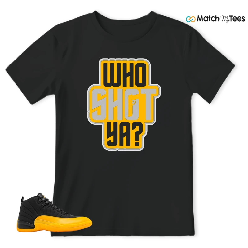 NIKE JORDAN 12 RETRO BLACK UNIVERSITY GOLD SNEAKER Matching Tees t-shirt