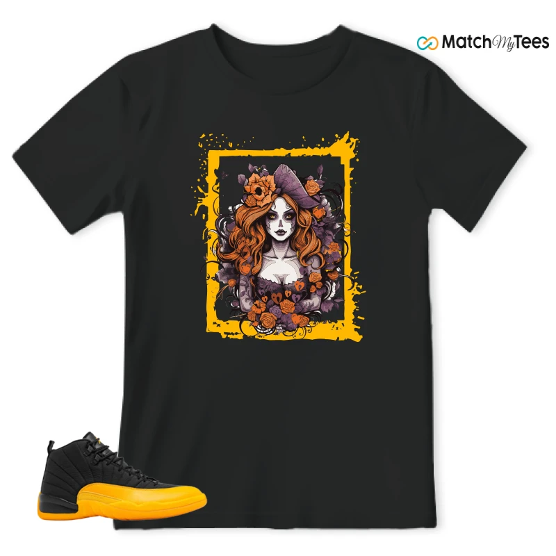 NIKE JORDAN 12 RETRO BLACK UNIVERSITY GOLD SNEAKER Matching Tees t-shirt
